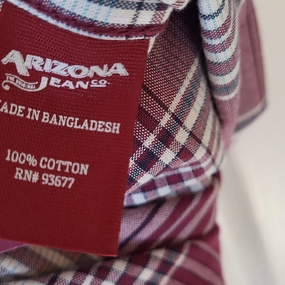 Arizona Jean Plaid Shirt with two front button ppckets Size Small - Picture 5 of 9